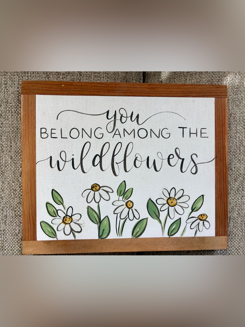 You Belong Among the Wildflowers Wood Wall Art - White, Green & Yellow